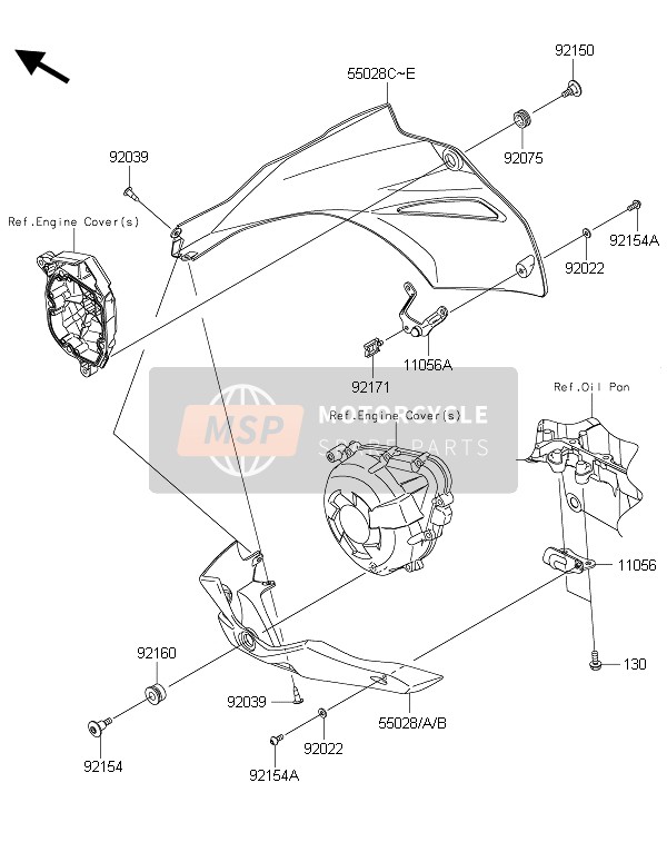 Kawasaki Z1000 ABS 2015 Cubierta inferior para un 2015 Kawasaki Z1000 ABS