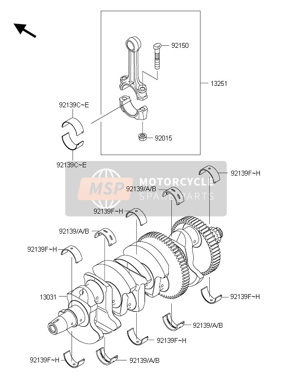 Kawasaki Z1000SX 2015 Crankshaft for a 2015 Kawasaki Z1000SX