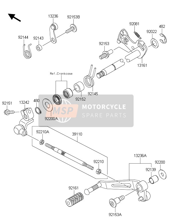 Kawasaki Z1000SX 2015 Mecanismo de cambio de marcha para un 2015 Kawasaki Z1000SX