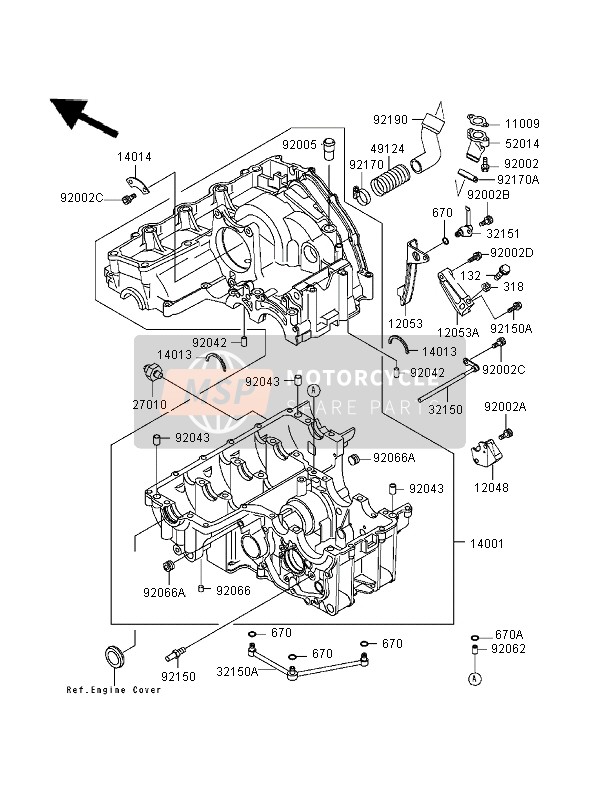 Kawasaki NINJA ZX-9R 1995 Crankcase for a 1995 Kawasaki NINJA ZX-9R