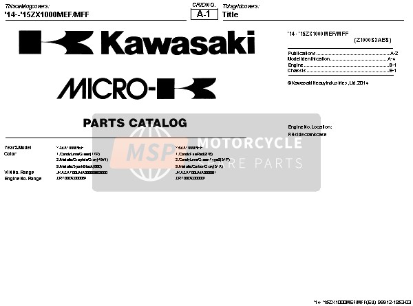 Kawasaki Z1000SX ABS 2015 Title for a 2015 Kawasaki Z1000SX ABS