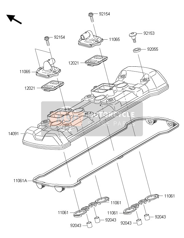 Kawasaki Z1000SX ABS 2015 Le couvre-culasse pour un 2015 Kawasaki Z1000SX ABS