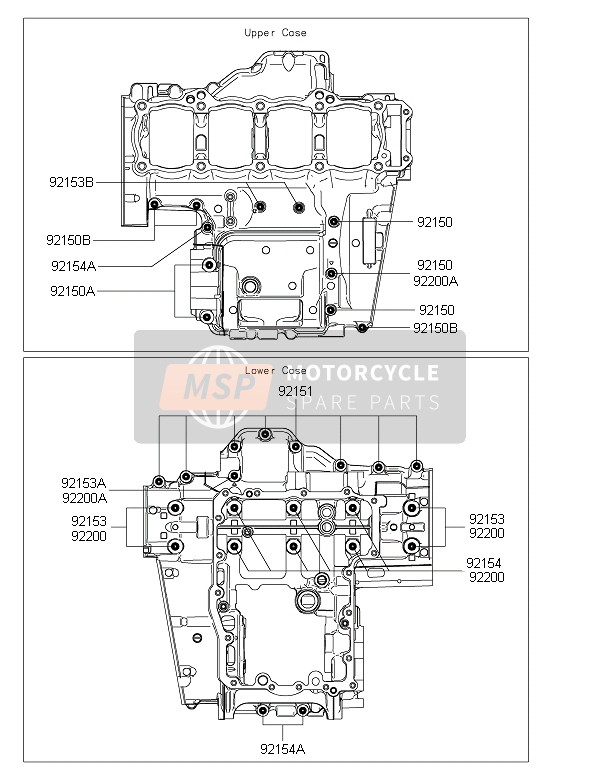 Kawasaki Z1000SX ABS 2015 Modèle de boulon de carter pour un 2015 Kawasaki Z1000SX ABS