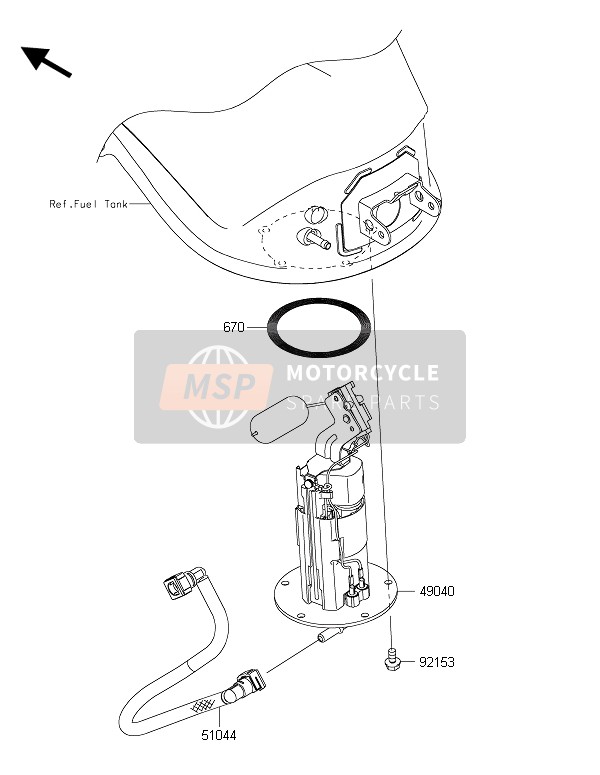 Kawasaki Z1000SX ABS 2015 Benzine pomp voor een 2015 Kawasaki Z1000SX ABS