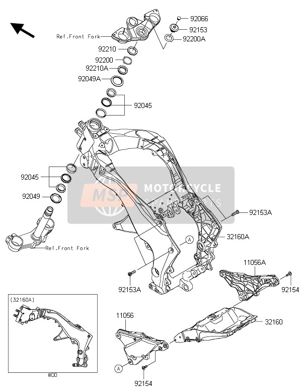 Kawasaki Z1000SX ABS 2015 Frame voor een 2015 Kawasaki Z1000SX ABS