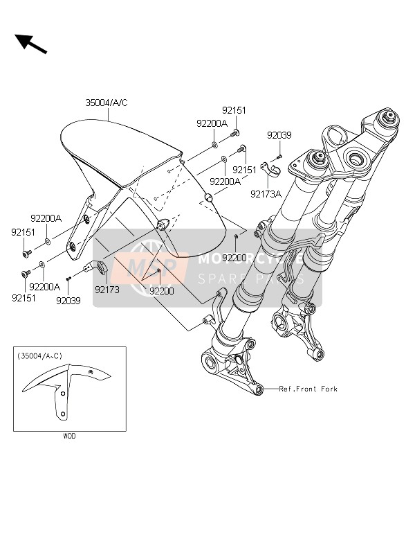 Kawasaki Z1000SX ABS 2015 Parafango anteriore(S) per un 2015 Kawasaki Z1000SX ABS