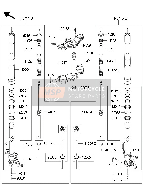 Kawasaki Z1000SX ABS 2015 VORDERRADGABEL für ein 2015 Kawasaki Z1000SX ABS