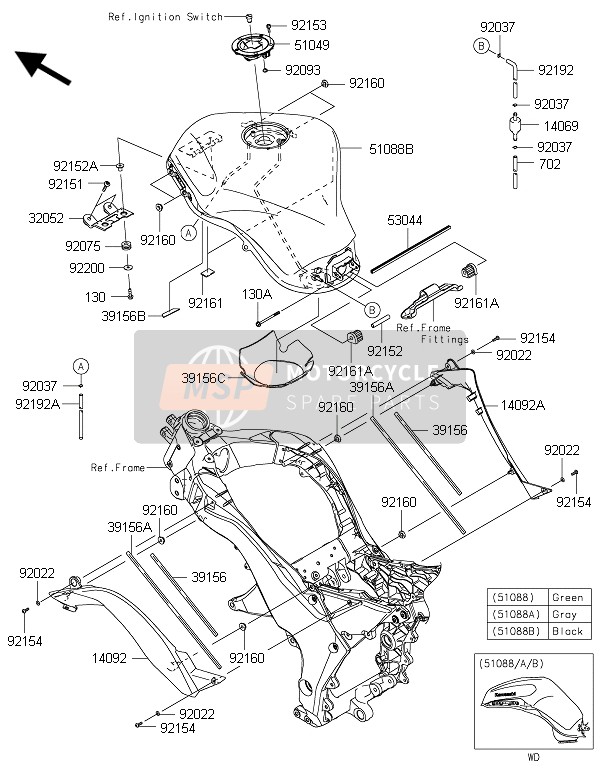 Kawasaki Z1000SX ABS 2015 Serbatoio di carburante per un 2015 Kawasaki Z1000SX ABS