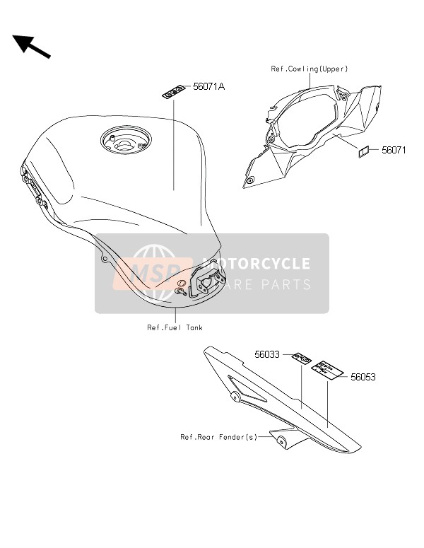 Kawasaki Z1000SX ABS 2015 ETIKETTEN für ein 2015 Kawasaki Z1000SX ABS