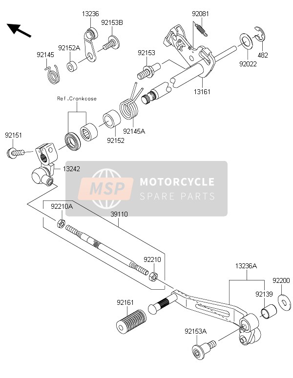 Kawasaki Z800 2015 Meccanismo di cambio marcia per un 2015 Kawasaki Z800