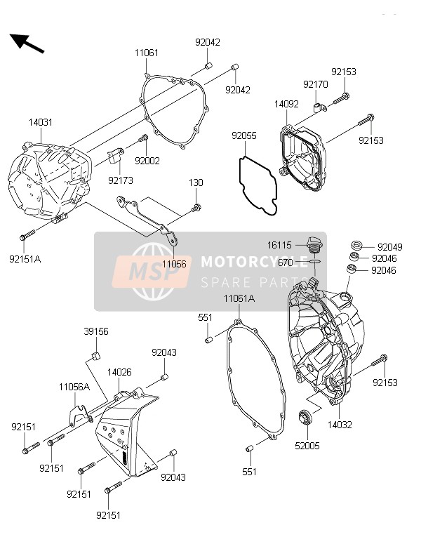 Kawasaki Z800 2015 Copertura del motore(S) per un 2015 Kawasaki Z800