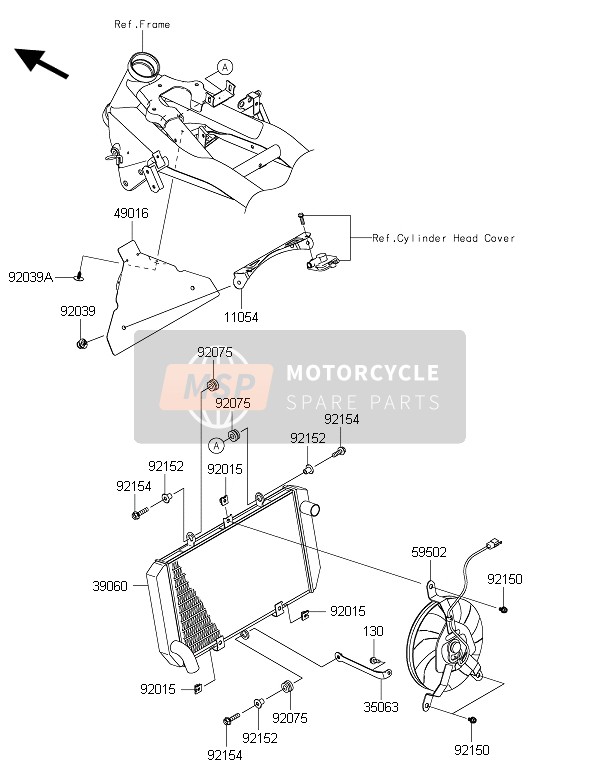 Kawasaki Z800 2015 Radiador para un 2015 Kawasaki Z800