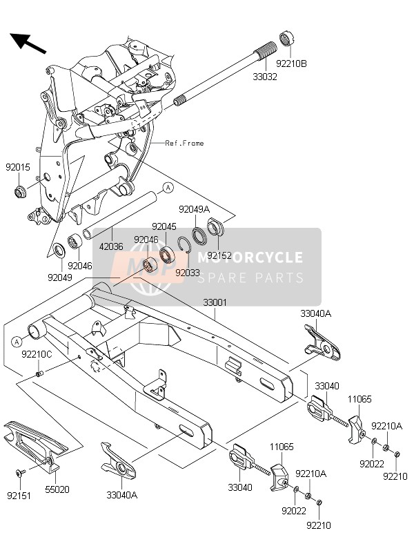 Kawasaki Z800 2015 Brazo oscilante para un 2015 Kawasaki Z800