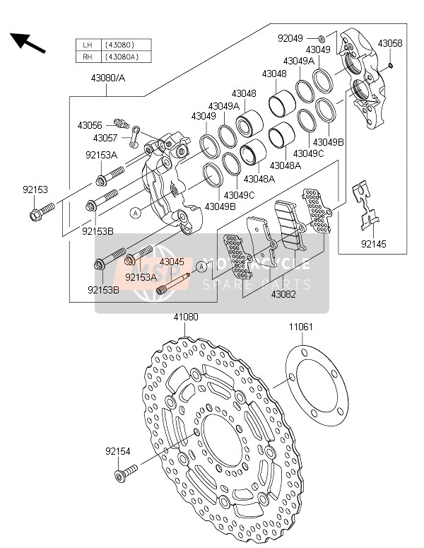 Kawasaki Z800 2015 BREMSE VORNE für ein 2015 Kawasaki Z800