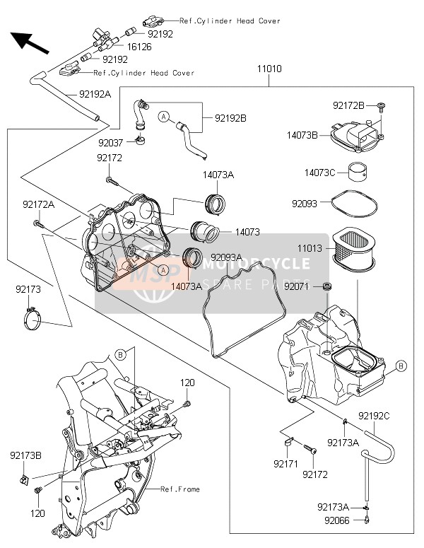 Kawasaki Z800 ABS 2015 Air Cleaner for a 2015 Kawasaki Z800 ABS