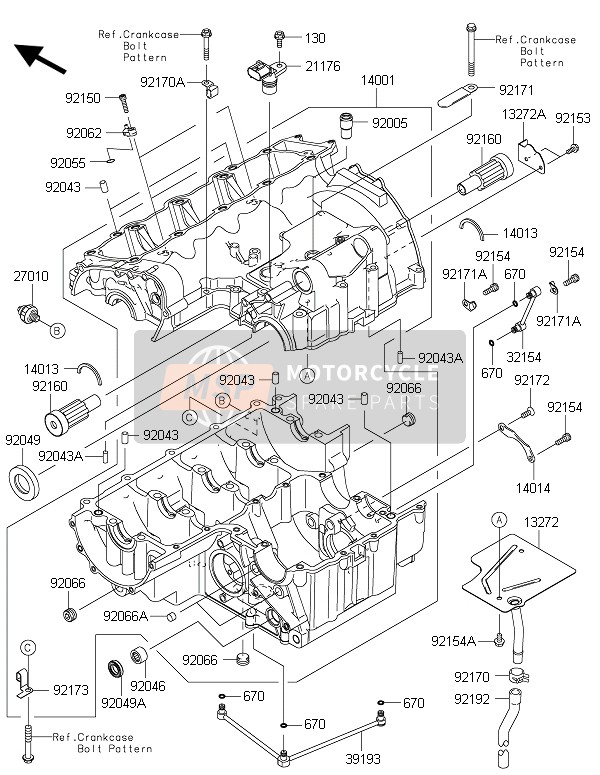 Kawasaki Z800 ABS 2015 Crankcase for a 2015 Kawasaki Z800 ABS