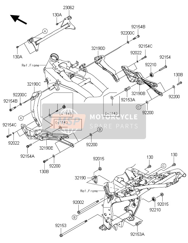 Kawasaki Z800 ABS 2015 Montaje del motor para un 2015 Kawasaki Z800 ABS