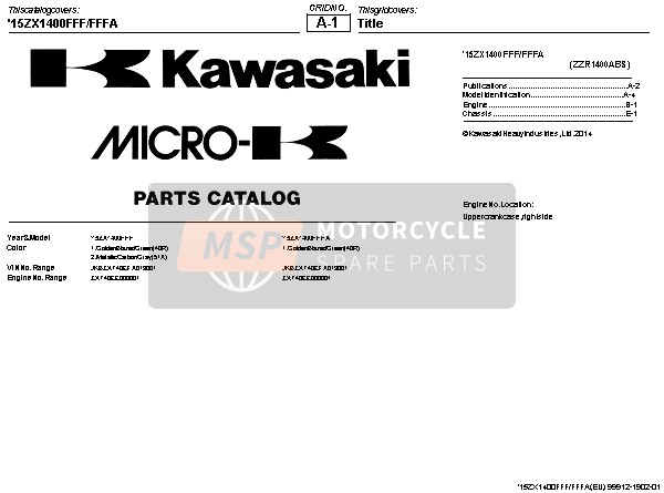 Kawasaki ZZR1400 ABS 2015 Title for a 2015 Kawasaki ZZR1400 ABS