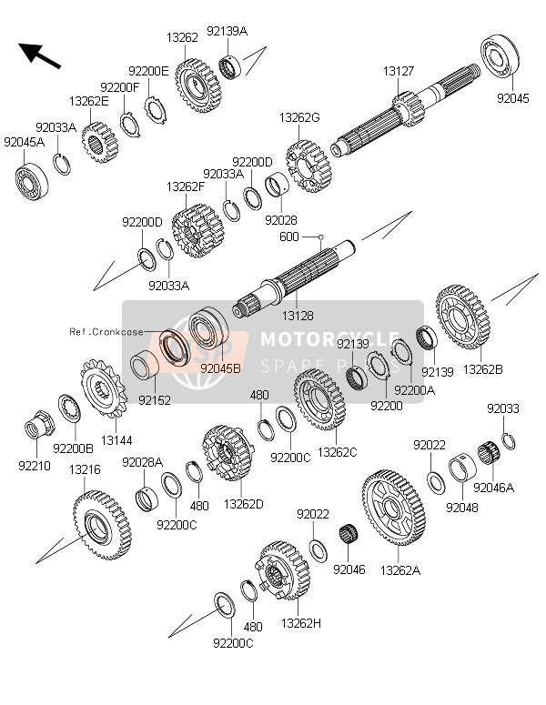 132621522, Gear,Input 5TH,26T ZX1400FCF, Kawasaki, 0