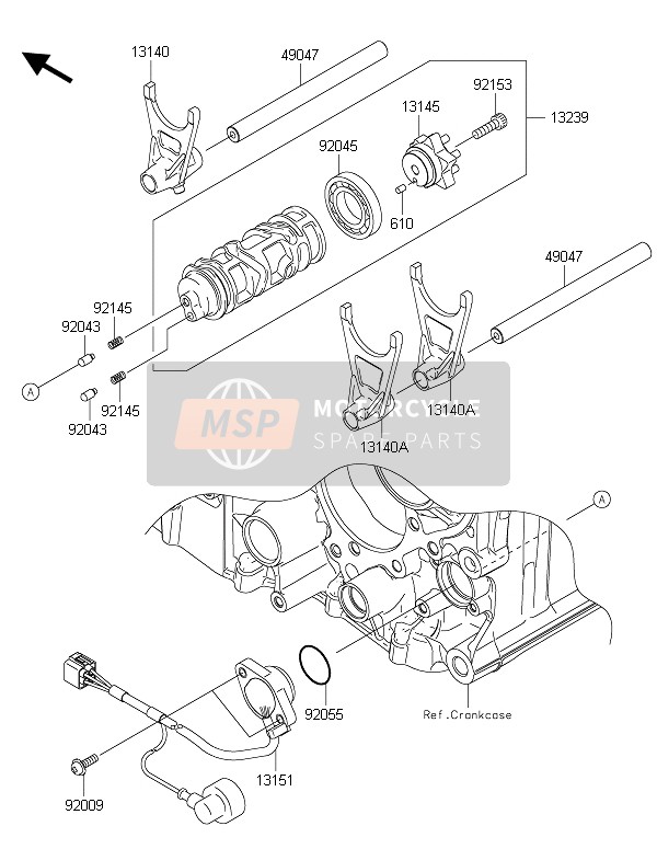 Kawasaki ZZR1400 ABS 2015 Gear Change Drum & Shift Fork(S) for a 2015 Kawasaki ZZR1400 ABS