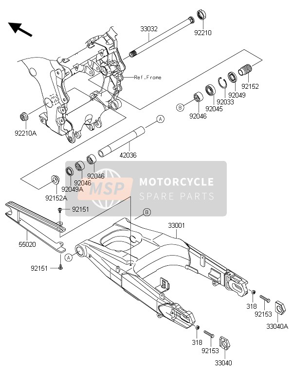 Kawasaki ZZR1400 ABS 2015 Braccio oscillante per un 2015 Kawasaki ZZR1400 ABS