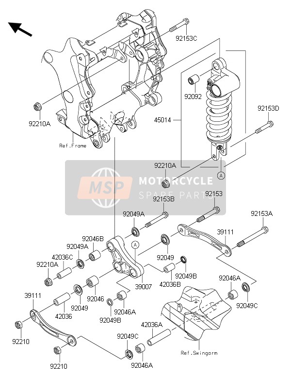 Kawasaki ZZR1400 ABS 2015 Suspensie & Schokdemper 1 voor een 2015 Kawasaki ZZR1400 ABS