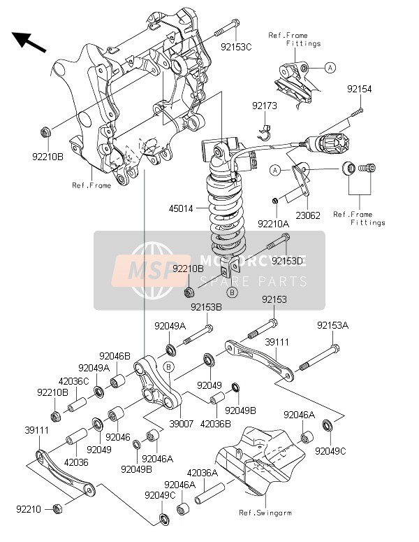 Kawasaki ZZR1400 ABS 2015 Sospensione & Ammortizzatore 2 per un 2015 Kawasaki ZZR1400 ABS