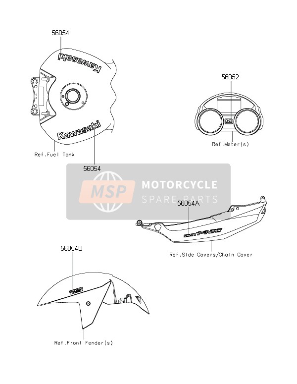 Kawasaki ZZR1400 ABS 2015 Decals (Green) (Grey) for a 2015 Kawasaki ZZR1400 ABS