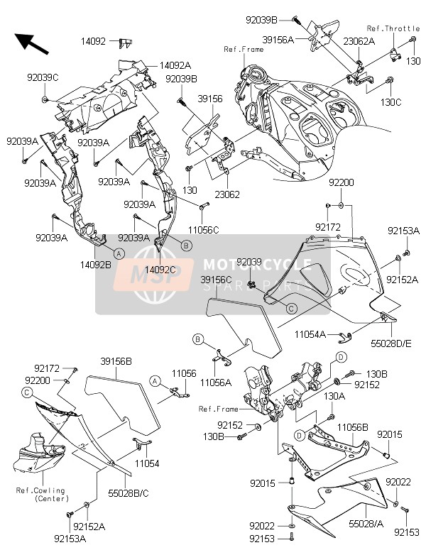 550280063739, Cowling,Lwr,Rr,M.F.S.Black, Kawasaki, 0