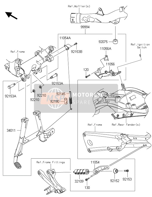 Kawasaki ZZR1400 ABS 2015 Accessorio (Cavalletto centrale) per un 2015 Kawasaki ZZR1400 ABS