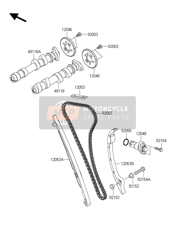 Kawasaki ER-6F ABS 2016 Arbre À Cames(S) & Tendeur pour un 2016 Kawasaki ER-6F ABS