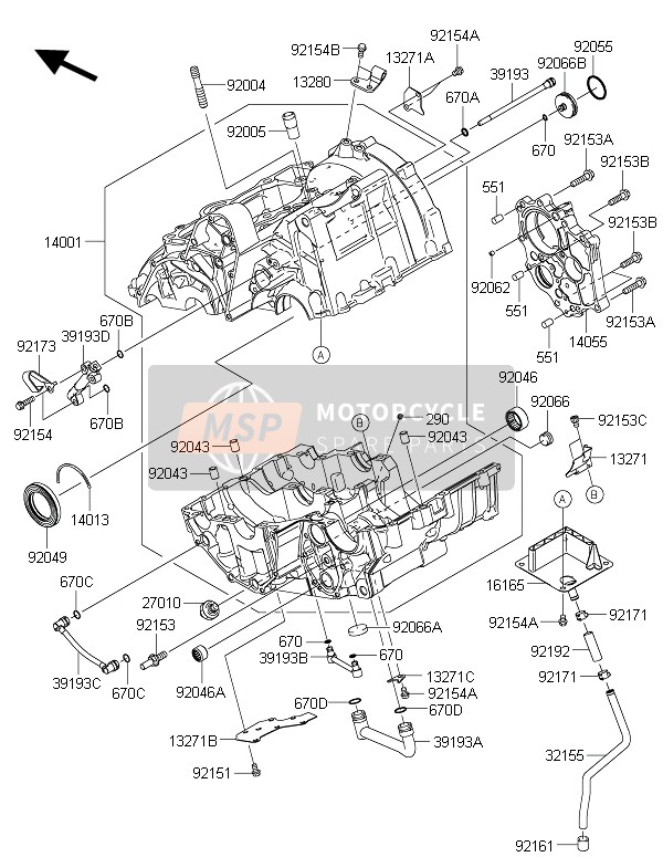 Kawasaki ER-6F ABS 2016 KURBELGEHÄUSE für ein 2016 Kawasaki ER-6F ABS