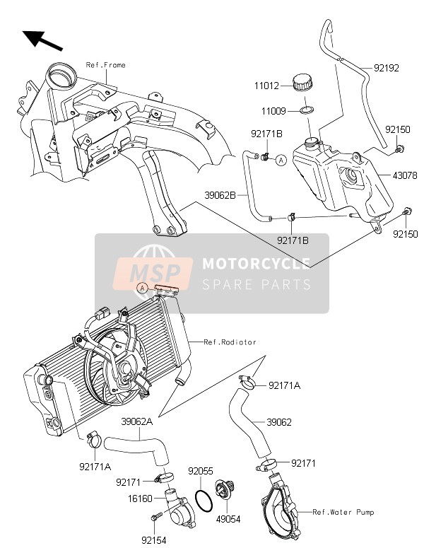 Kawasaki ER-6F ABS 2016 Water Pipe for a 2016 Kawasaki ER-6F ABS