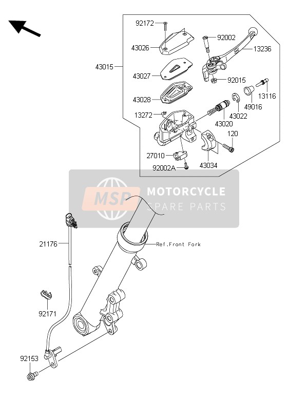 Kawasaki ER-6F ABS 2016 HAUPTZYLINDER VORNE für ein 2016 Kawasaki ER-6F ABS