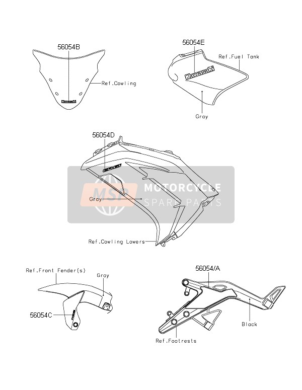 Kawasaki ER-6F ABS 2016 AUFKLEBER (GRAU) für ein 2016 Kawasaki ER-6F ABS