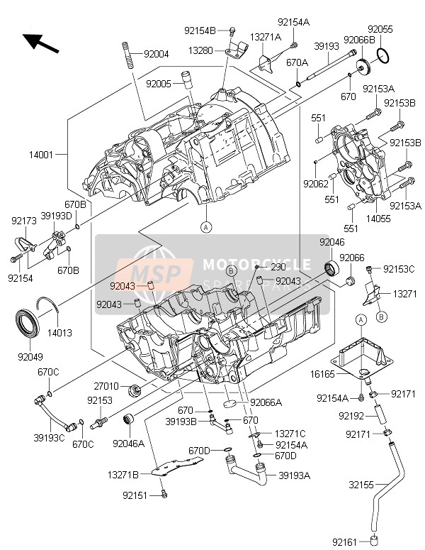 Kawasaki ER-6N 2016 Crankcase for a 2016 Kawasaki ER-6N