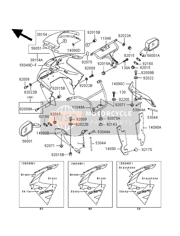 110481961, Bracket,Mirror, Kawasaki, 1