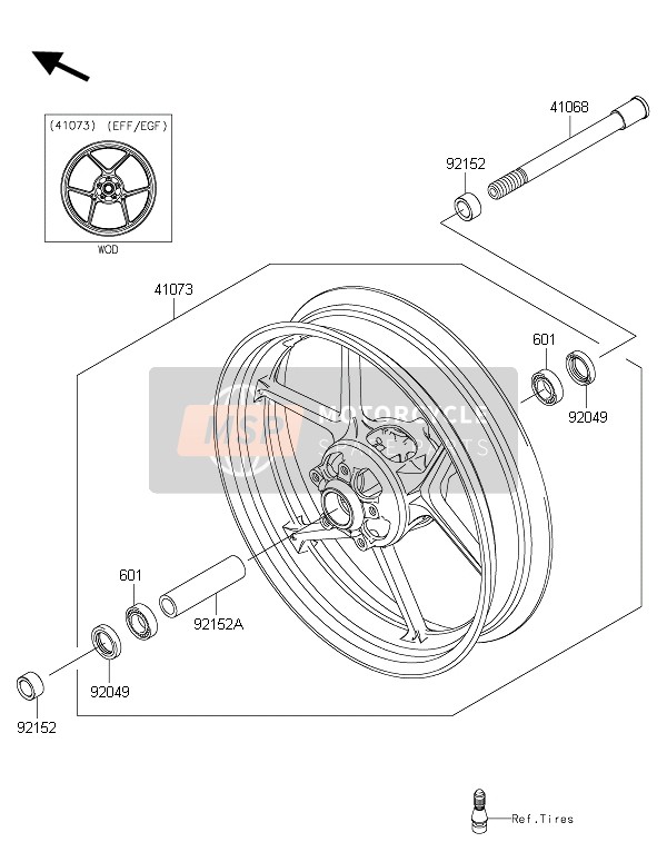 Kawasaki ER-6N 2016 Buje delantero para un 2016 Kawasaki ER-6N