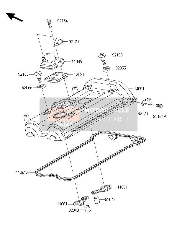 Kawasaki ER-6N ABS 2016 Cubierta de tapa de cilindro para un 2016 Kawasaki ER-6N ABS