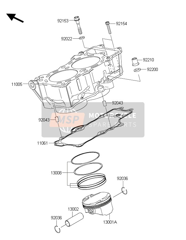 Kawasaki ER-6N ABS 2016 Cylinder & Piston(S) for a 2016 Kawasaki ER-6N ABS