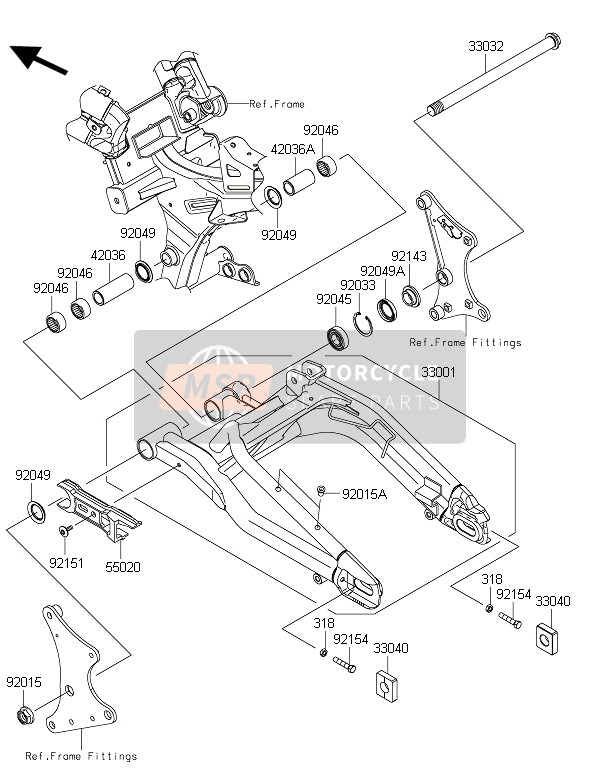 Kawasaki ER-6N ABS 2016 Braccio oscillante per un 2016 Kawasaki ER-6N ABS