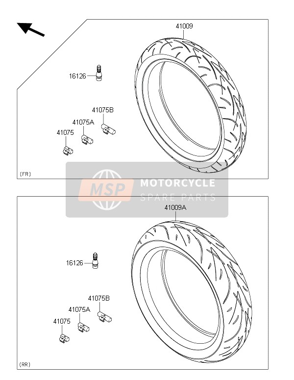 Kawasaki ER-6N ABS 2016 Tyres for a 2016 Kawasaki ER-6N ABS