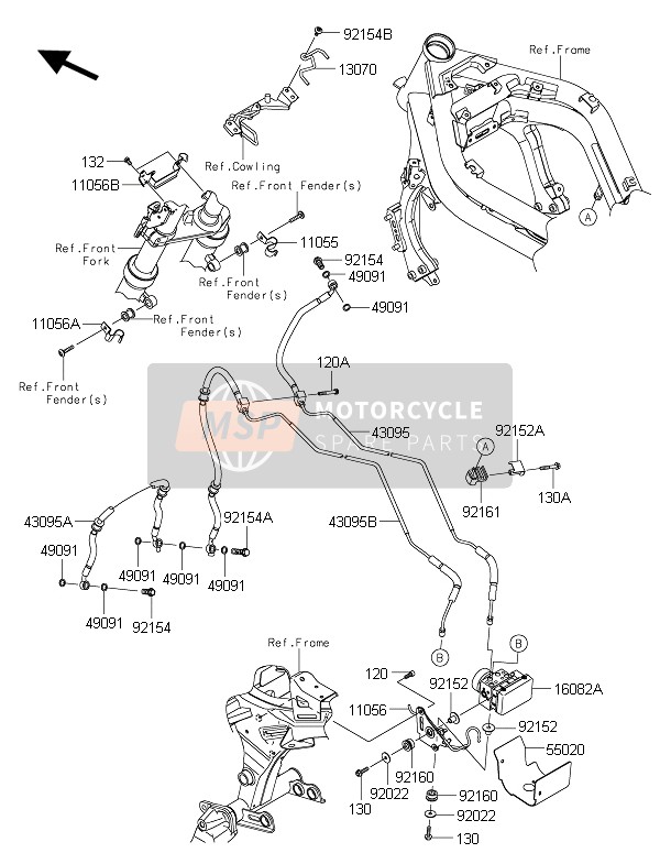 Kawasaki ER-6N ABS 2016 Tubería de freno para un 2016 Kawasaki ER-6N ABS