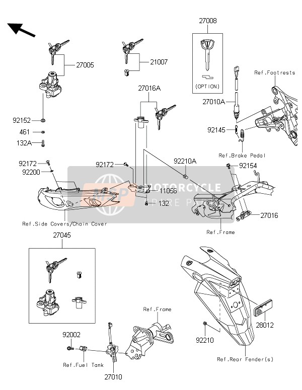 Kawasaki ER-6N ABS 2016 Commutateur d'allumage pour un 2016 Kawasaki ER-6N ABS