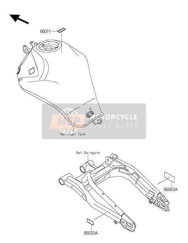 Kawasaki ER-6N ABS 2016 Etiketten voor een 2016 Kawasaki ER-6N ABS