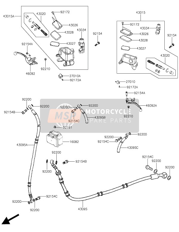 Kawasaki J300 ABS 2016 Hoofdcilinder voor een 2016 Kawasaki J300 ABS