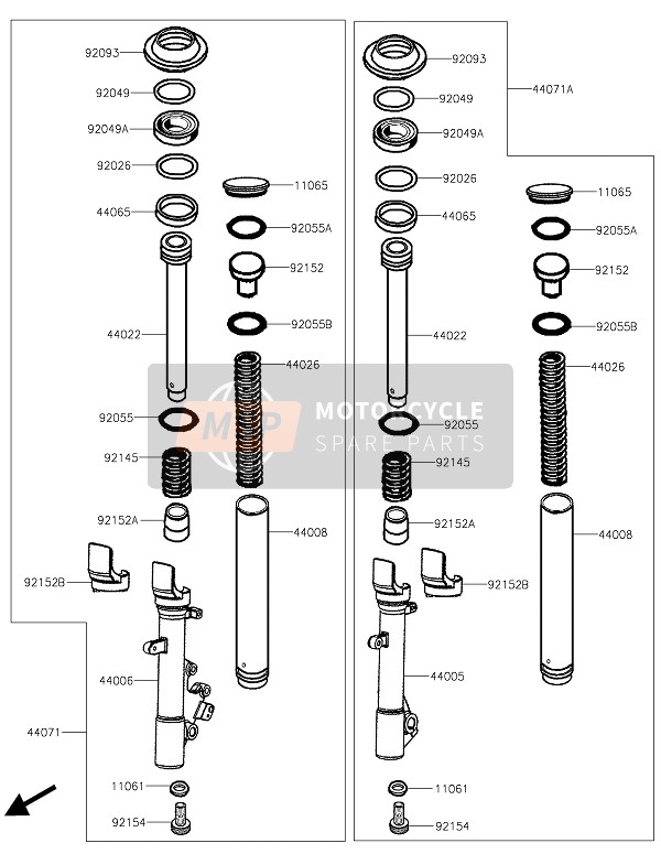 Kawasaki J300 ABS 2016 VORDERRADGABEL für ein 2016 Kawasaki J300 ABS