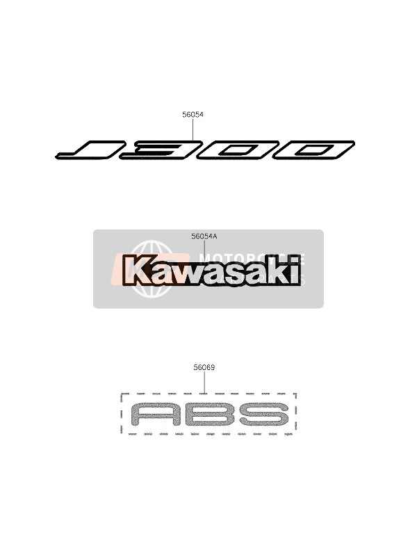 Kawasaki J300 ABS 2016 Stickers (Wit) voor een 2016 Kawasaki J300 ABS