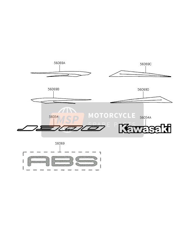 56069Y142, Pattern,Side Cover,Rh, Kawasaki, 1