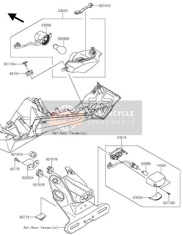 921611800, Damper,Tail Lamp, Kawasaki, 1